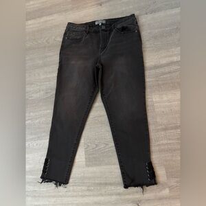 Wit & Wisdom Black Faded Woman’s Jeans Size 10 With Lace Detail Grunge Dark